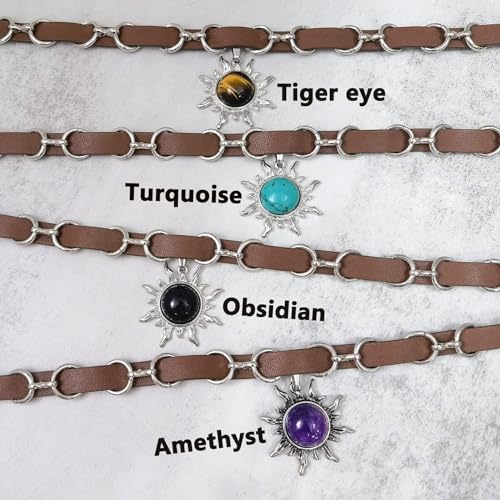 Adjustable Tiger Eye Sun Pendant Necklace for Women