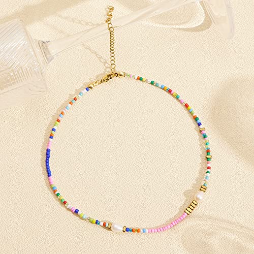 Colorful Freshwater Pearl Beaded Choker Necklace