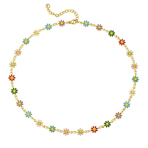 Dainty Gold Daisy Choker Necklace for Women