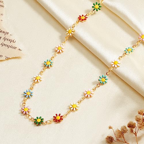 Dainty Gold Daisy Choker Necklace for Women