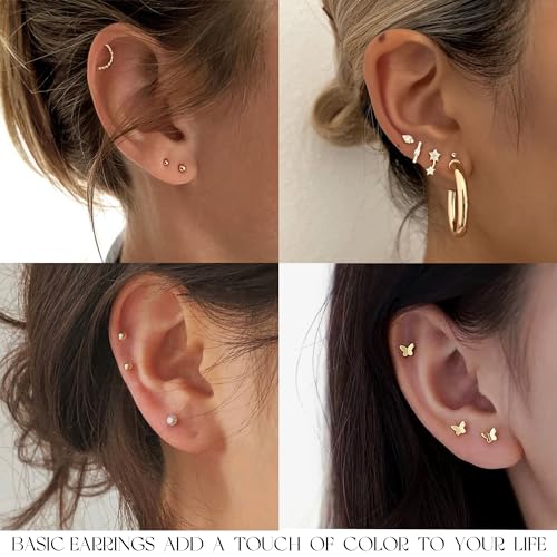 84 Pairs Gold Pearl & CZ Stud Earrings Set