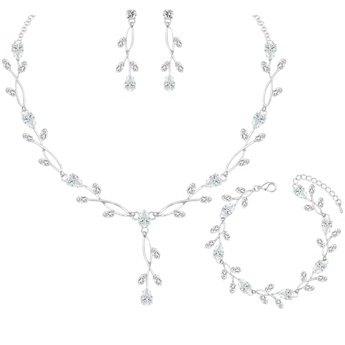 Elegant Bridal Jewelry Set with CZ Necklace & Earrings