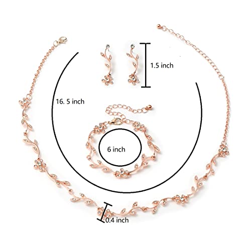 Bridal Crystal Necklace Earrings Bracelet Jewelry Set