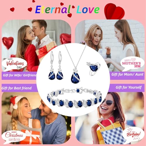 Royal Blue Sapphire Jewelry Set for Women
