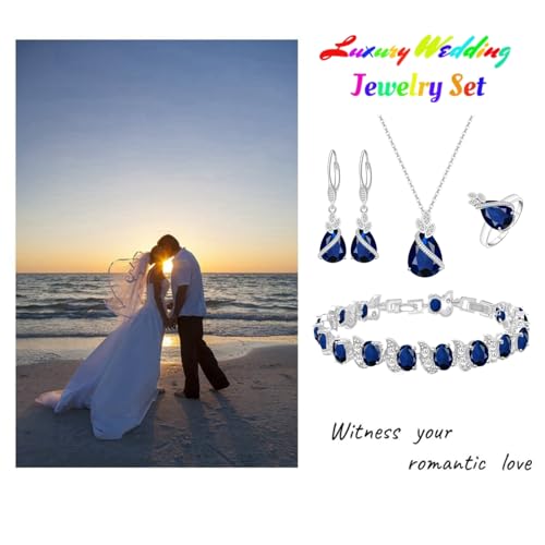 Royal Blue Sapphire Jewelry Set for Women