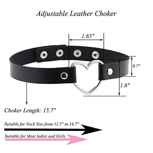 ETHOON Love Heart Black Leather Choker Necklace