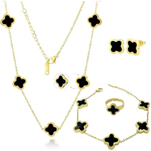 Elegant 18K Gold Plated Clover Jewelry Set