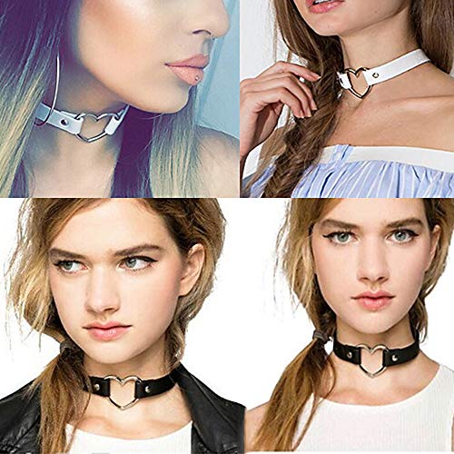 ETHOON Love Heart Black Leather Choker Necklace