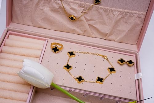 Elegant 18K Gold Plated Clover Jewelry Set