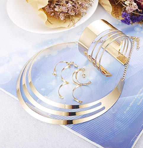 JOERICA Gold Tone Choker Necklace and Bracelet Set