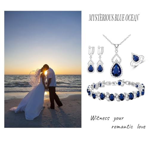 Platinum Plated Women’s Jewelry Set - Blue