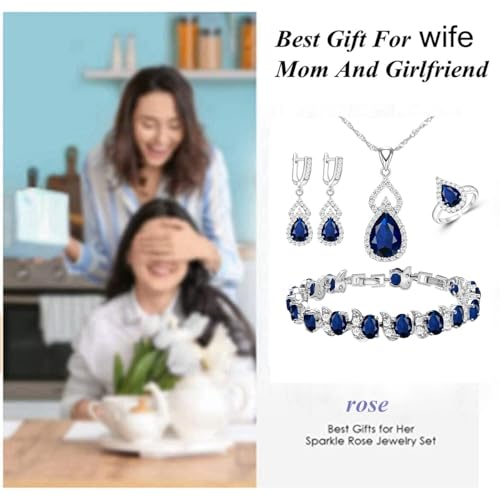 Platinum Plated Women’s Jewelry Set - Blue