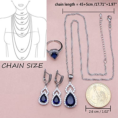 Platinum Plated Women’s Jewelry Set - Blue