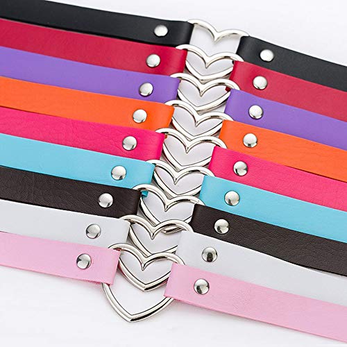 ETHOON Love Heart Black Leather Choker Necklace