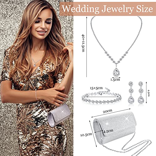 Elegant Silver Clutch Purse Jewelry Set for Women