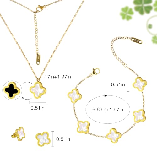 Cute Double-Sided Lucky Clover Jewelry Set