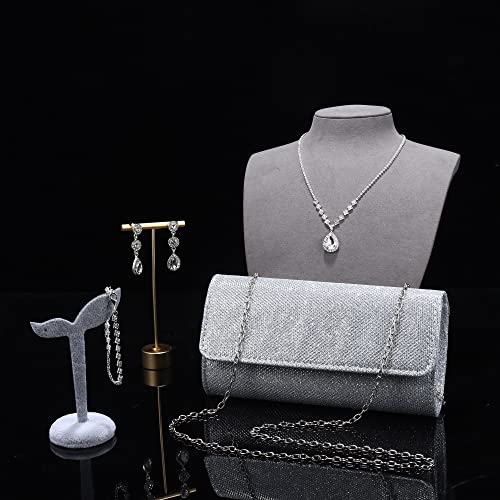 Elegant Silver Clutch Purse Jewelry Set for Women