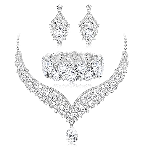 Crystal Teardrop Bridal Jewelry Set for Women