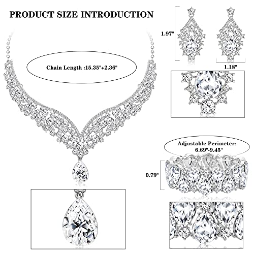 Crystal Teardrop Bridal Jewelry Set for Women