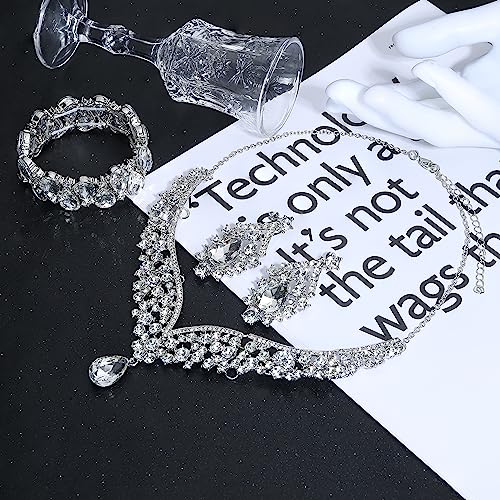 Crystal Teardrop Bridal Jewelry Set for Women