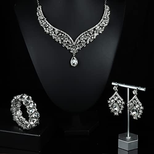 Crystal Teardrop Bridal Jewelry Set for Women