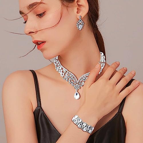 Crystal Teardrop Bridal Jewelry Set for Women