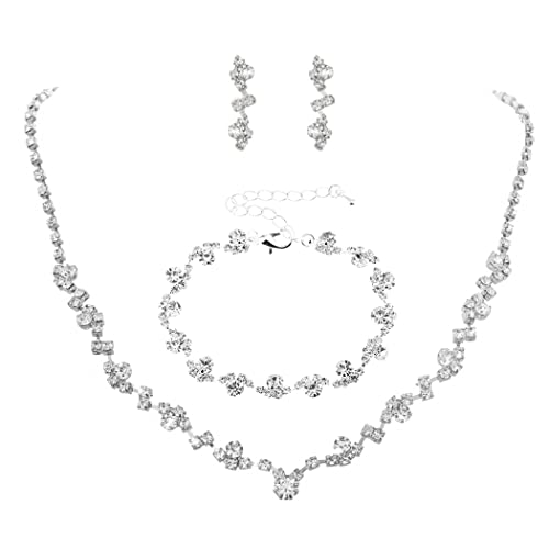 Elegant Crystal Bridal Jewelry Set - Silver