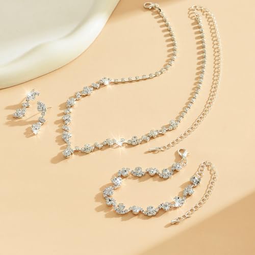 Elegant Crystal Bridal Jewelry Set - Silver