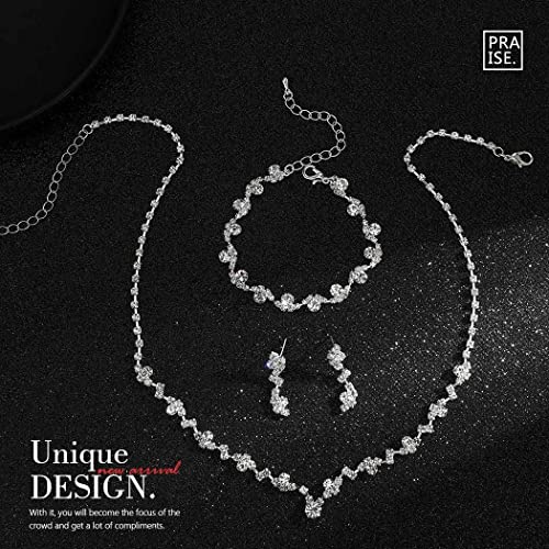 Elegant Crystal Bridal Jewelry Set - Silver