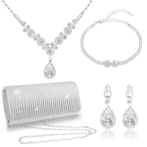 Rhinestone Jewelry Set with Purse for Women