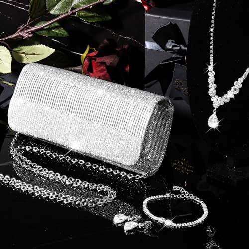 Rhinestone Jewelry Set with Purse for Women