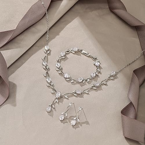 Elegant White Gold Wedding Jewelry Set for Women