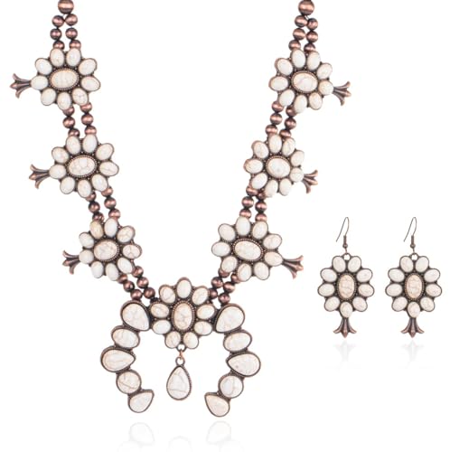 Turquoise Western Necklace and Earrings Jewelry Set