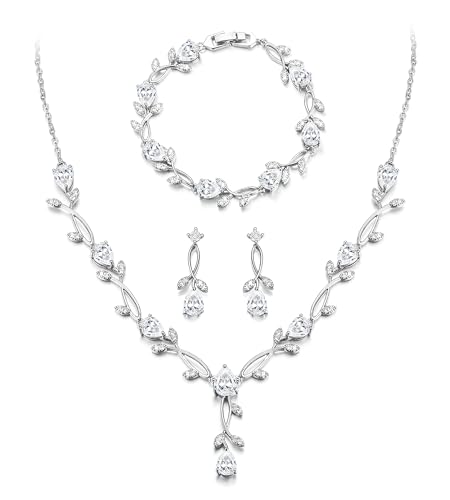 Elegant White Gold Wedding Jewelry Set for Women