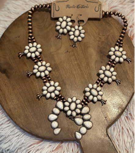 Turquoise Western Necklace and Earrings Jewelry Set