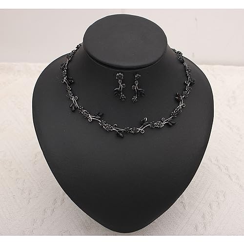 Elegant Flower Leaf Bridal Jewelry Set with Crystals
