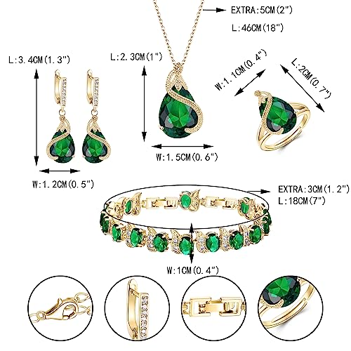 Emerald Birthstone Bridal Jewelry Set for Women