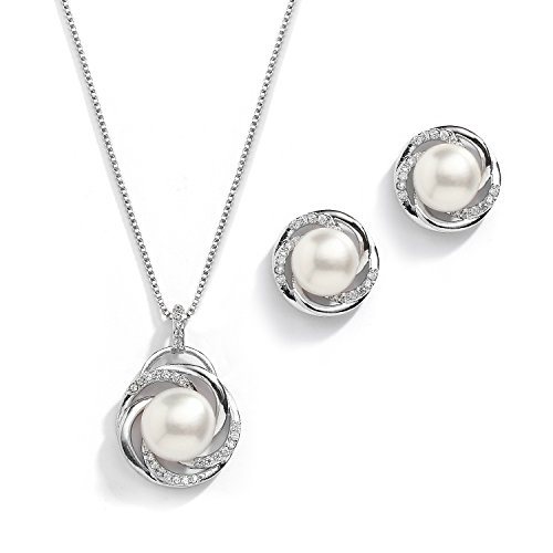 Elegant Freshwater Pearl Wedding Necklace & Earrings Set