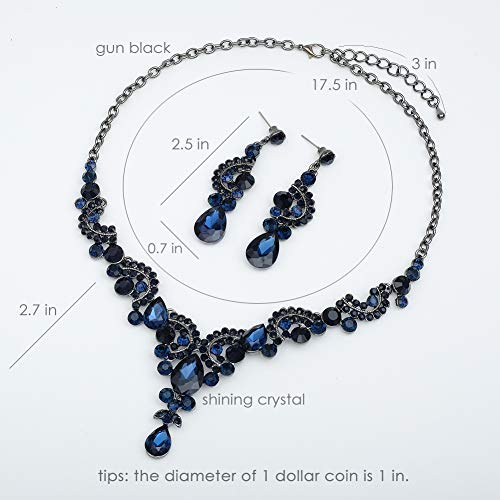 Navy Blue Vintage Crystal Bridal Jewelry Set