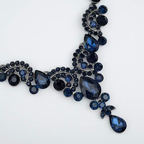 Navy Blue Vintage Crystal Bridal Jewelry Set