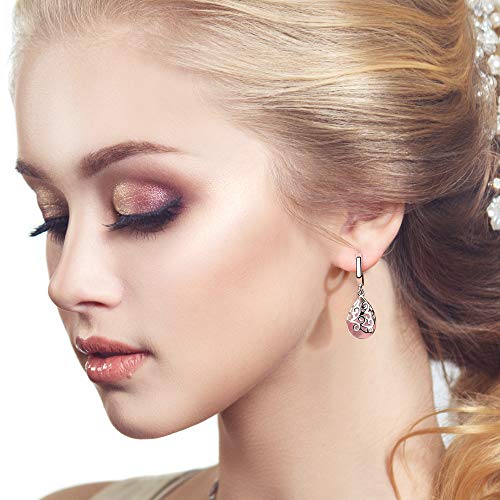 Teardrop Druse Crystal Dangle Earrings Set
