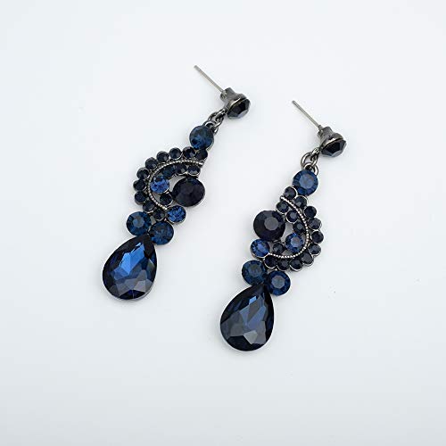 Navy Blue Vintage Crystal Bridal Jewelry Set