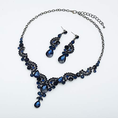 Navy Blue Vintage Crystal Bridal Jewelry Set