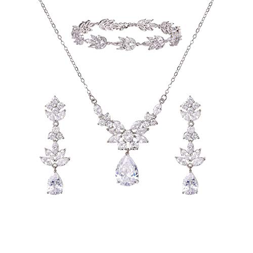 Teardrop Bridal Jewelry Set with Necklace & Earrings