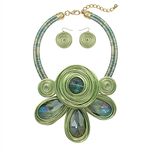 Chunky African Tribal Statement Necklace and Earring Set