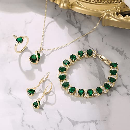 Emerald Sparkling Zirconia Jewelry Set Gift