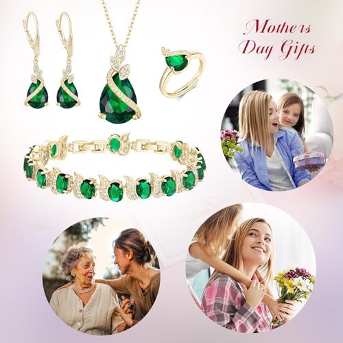 Emerald Sparkling Zirconia Jewelry Set Gift