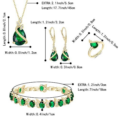 Emerald Sparkling Zirconia Jewelry Set Gift