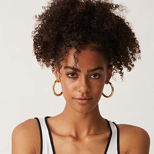 14K Gold Plated Chunky Open Hoop Earrings