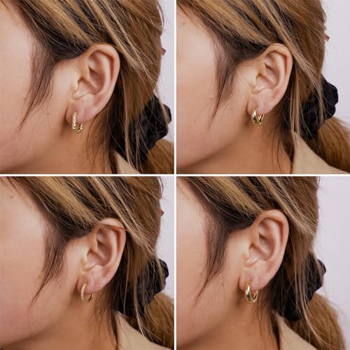 Gold/Silver Chunky Hoop Earrings Set for Women